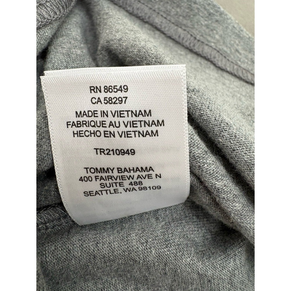 TOMMY BAHAMA Men's Short Sleeved Crew Neck Top Gray Orange Accent Logo Size S - Picture 11 of 12